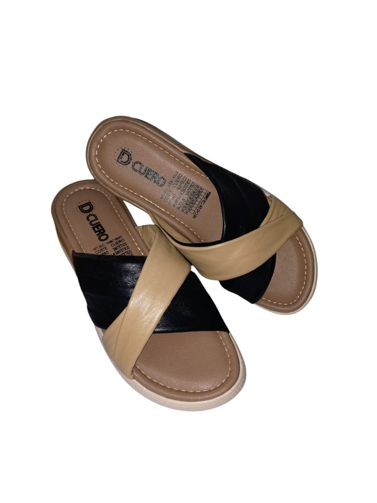 [560] Chancla Karencitas Beige Negro Dama