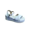 Sandalia Playera Dcuero Blanca Y Beige Dama