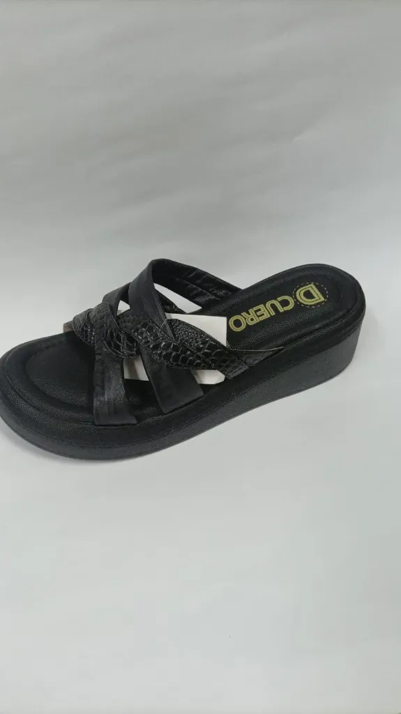 Sandalias Suela Con Borde Negra Roja Y Blanca Dcuero Dama