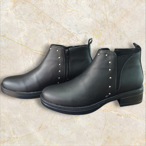 Bota De Dama Negra Con Taches