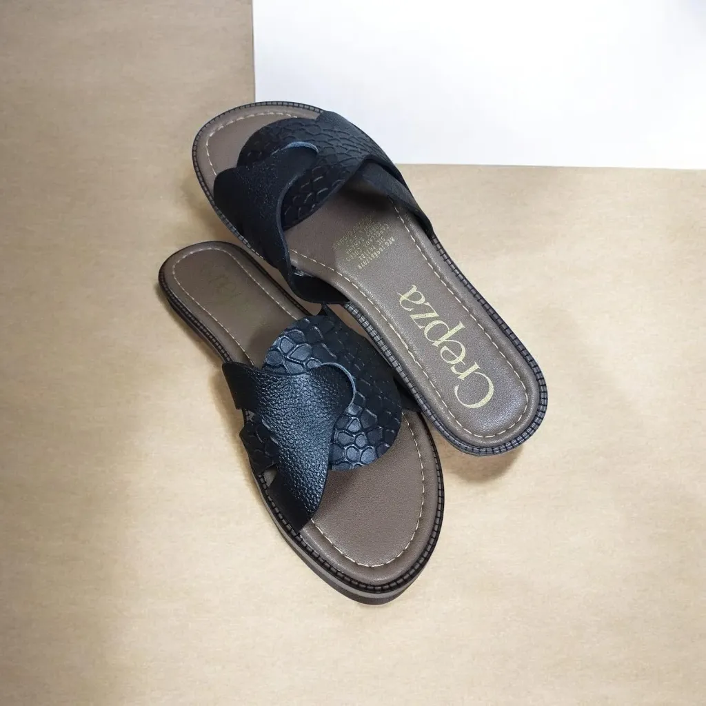 Sandalia Crepza Negra Trenzada Dama