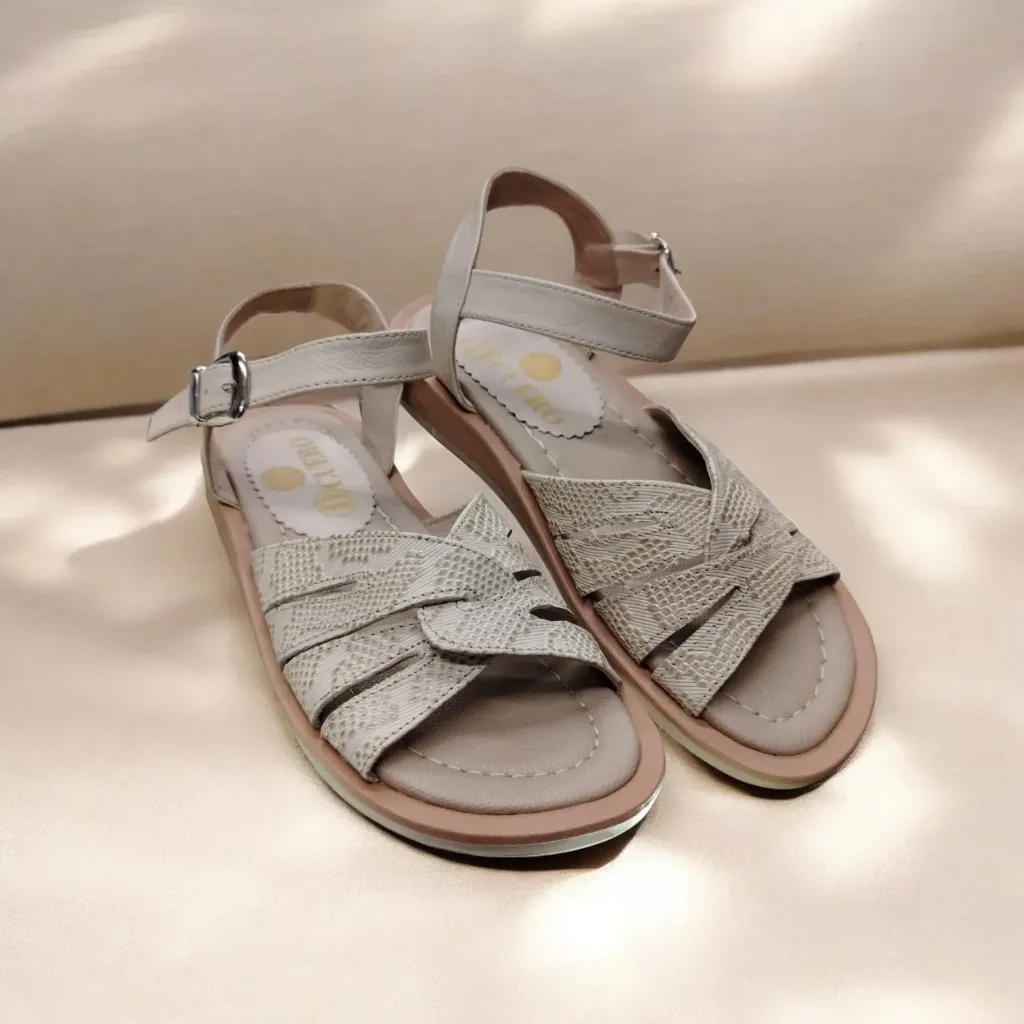 SANDALIA SEMI ORTOPEDICA ENMALLADA Y TAMPONADA BEIGE